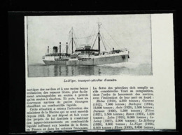 Navire Tanker Pétrolier D'escadre " LE NIGER" - Coupure De Presse (encadré Photo) De 1931 - Autres & Non Classés