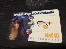 CURACAO NAF 10,- PREPAID EZ TALK  WOMAN LA COLOMBIANITA  THICK CARD  FINE  USED      ** 1695** - Antillas (Nerlandesas)