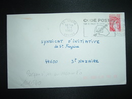 LETTRE TP SABINE 1,30 OBL.MEC.3-1 1980 85 LUCON VENDEE + TRI INDEXATION BARRES ROSES Marque à Sec: F0 - Storia Postale