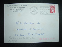 LETTRE TP SABINE 1,30 OBL.MEC.5-12 1979 93 LE PRE ST GERVAIS + TRI INDEXATION BARRES ROSES Marque à Sec: Y2 - Covers & Documents