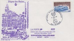 Enveloppe   FRANCE  7éme  Rallye   Automobile   TERRE  DE  PROVENCE   DIGNE   1986 - Cars