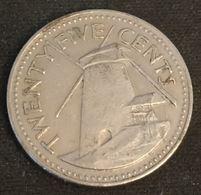 BARBADE - BARBADOS - 25 CENTS 1973 - KM 13 - Moulin à Vent - Barbades