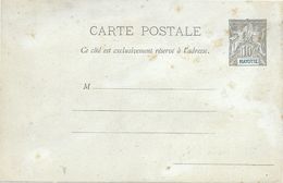 Entier Carte Postale 10c Noir Mayotte, Neuf - Postal Stationeries & PAP