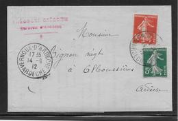 France N°138 & 137 Sur Lettre Vernoux D'Ardèche - 1906-38 Sower - Cameo