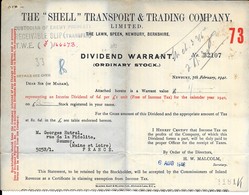 THE "SHELL " TRANSPORT & TRADING COMPAGNY - DIVIDEND WARRANT - (ordinary Stock) - 6 Aout 1946 - Ver. Königreich