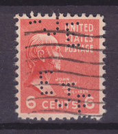 United States Perfin Perforé Lochung (Double Imprint) 'EJE' 6c. John Quincy Adams Stamp (2 Scans) - Perfins