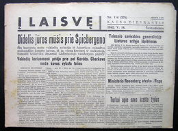 Lithuanian Newspaper/ Į Laisvę No. 114 (275) 1942.05.16 - Informations Générales