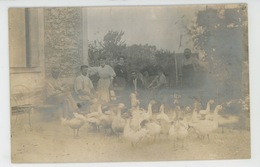 GRIGNY - ELEVAGE - Belle Carte Photo Montrant Une Famille Posant Dans La Cour De Sa Maison Avec Des Oies - Grigny