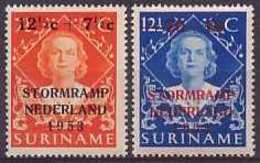 Suriname NVPH Nr 295/296 Postfris/MNH Watersnood, Stormrampzegels 1953 - Surinam ... - 1975