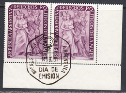 Argentina 1951 First Day Issue, Cancelled, Pair, Sc# 598, SG ,Yt - Oblitérés