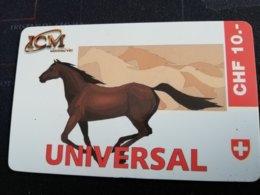 ZWITSERLAND  CH 10,-  PREPAID CARD  ICM  HORSE /UNIVERSAL      FINE USED CARD **1745** - Schweiz