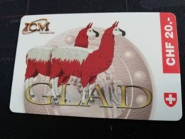 ZWITSERLAND  CHF 20,-  PREPAID CARD  ICM  LAMA/ GLAD     FINE USED CARD **1747** - Schweiz