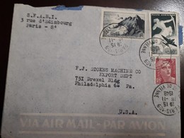 U) FRANCE, 1948, MARIANNE TYPE GANDON, POINTE DU RAZ FINISTERE, POSTE AERIENNE, GANDON, COVER, FROM FRANCE TO USA, AIRMA - Cléden-Cap-Sizun