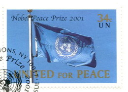 Nations Unies 2001 - NY YT 870 (o) - Le(s) Timbre(s) Sur Fragment Ou La FDC  30% De La Côte YT - Gebraucht