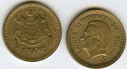 Monaco 1 Franc ( 1943 - 1945 ) GAD 132 KM 120a - 1922-1949 Louis II