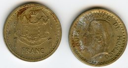 Monaco 1 Franc ( 1943 - 1945 ) GAD 132 KM 120a - 1922-1949 Louis II