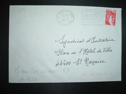 LETTRE TP SABINE 1,20 OBL.MEC.11-8 1979 31 TOULOUSE GARE + TRI INDEXATION BARRES ROSES Marque à Sec F3 - Storia Postale