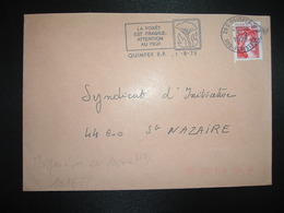 LETTRE TP SABINE 1,20 OBL.MEC.1-8 1979 29 S QUIMPER RP + TRI INDEXATION BARRES ROSES Marque à Sec H3 - Cartas & Documentos