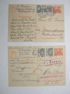 1949/56 , Bauten  , 2 Ganzsachen Mit Zusatzfrankatur - Postcards - Used