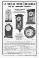 PUB PENDULES   " HORO-ELECTRIQUE  "  1922  ( 1 ) - Clocks