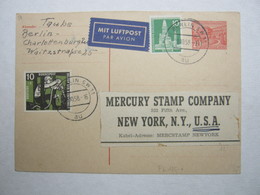 1958 , 20 Pfg. Bauten Als Luftpostkarte  In Die USA - Postkarten - Gebraucht