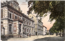 LÖBAU Sachsen Post Strasse Color Belebt Briefträger Per Fahrrad 20.4.1919 Gelaufen - Löbau