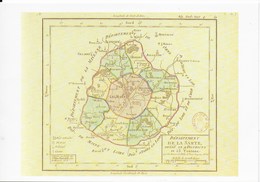 Première Carte Du Département De La Sarte ,origine 1792 , Cliché Bibliothèque Nationale - Autres & Non Classés