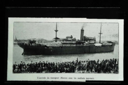 CHINE - Bateau De Transport De Troupes De L'armée Japonaise Le "MUROTO"  - Coupure De Presse (encadré Photo) De 1936 - Autres & Non Classés