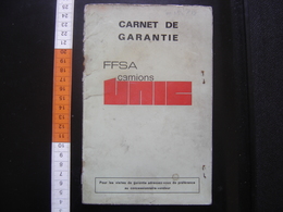 Carnet De Garantie FFSA Camions UNIC FIAT 1973 - Camions