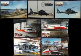 Government Flying Service - Operations Helicopter Challenger Hong Kong Maximum Card MC Set (Airport Location Postmark) - Tarjetas – Máxima