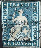 SUISSE:  TP ''Helvetia Assise ND (Strubeli)'' ZNr.23G (p. épais, FDS Vert),  Obl. CAD Chaux-de-Fonds Du 8.VIII.62 - Gebraucht