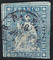 SUISSE:  TP ''Helvetia Assise ND (Strubeli)'' ZNr.23G (p. épais, FDS Vert),  Obl. CAD Basel Du 16.I.60 - Gebraucht