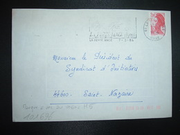 LETTRE TP LIBERTE 2,00 ROUGE OBL.MEC.7-3 1984 61 LA FERTE MACE + TRI INDEXATION BARRES ROSES Marque à Sec H5 - Briefe U. Dokumente