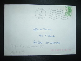 LETTRE TP LIBERTE 2,00 VERT OBL.MEC.7-3 1988 18 ORVAL + TRI INDEXATION BARRES ROSES Marque à Sec D9 - Lettres & Documents