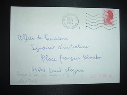 LETTRE TP LIBERTE 2,00 ROUGE OBL.MEC.9-3 1984 93 MONTREUIL PPAL + TRI INDEXATION BARRES ROSES Marque à Sec C2 - Lettres & Documents