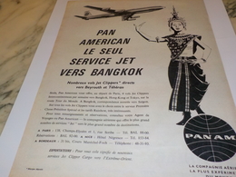 ANCIENNE PUBLICITE SERVICE JET VERS BANGKOK PAN AMERICAN   1960 - Pubblicità