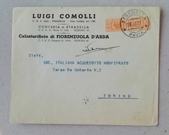 Busta Di Lettera Intestata Luigi Comolli Conceria Stradella Per Torino 19/08/1944, 50cent. Pacchi Usato Come Francobollo - Pacchi Postali