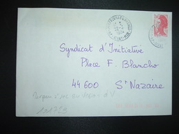 LETTRE TP LIBERTE 2,00 ROUGE OBL.22-3 1984 76 GONFREVILLE L'ORCHER + TRI INDEXATION BARRES ROSES Marque à Sec DV - Lettres & Documents