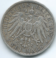 Prussia - Wilhelm II - 1907 A - 2 Mark - KM522 - 2, 3 & 5 Mark Plata