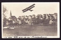 1920 Gelaufene Foto AK Mit Doppeldecker Flugzeug über Wallisellen.Stempel Schwerzenbach - Wallisellen