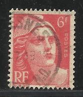 FRANCE , FRENCH , 6 Frs , Marianne De Gandon, 1945 - 1947 , N° YT  721A A , Variété Mèches Reliées - Oblitérés