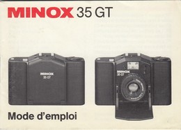 MODE D'EMPLOI  APPAREIL PHOTO MINOX 35 GT - Other