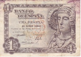 BILLETE DE ESPAÑA DE 1 PTA DEL AÑO 1948 SERIE D - DAMA DE ELCHE  (BANKNOTE) - 1-2 Pesetas