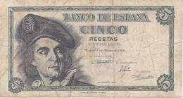 BILLETE DE ESPAÑA DE 5 PTAS DEL 1948 SERIE H CALIDAD RC (BANKNOTE) - 5 Peseten