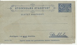 SUEDE SWENDEN Entier Postal STOCKHOLM  STOCKHOLMS STADSPOST BREFKORT - Emissioni Locali