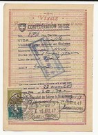 FISCAUX SUISSE SERVICES CONSULAIRES 2FR Vert, 5F VERT JAUNE ET 10F ORANGE1947 - Revenue Stamps