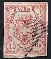 SUISSE Timbres Cantonaux:  TP ''Rayon III'' ZNr.20 Avec Obl. Grille Forte Cote - 1843-1852 Federal & Cantonal Stamps