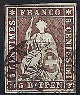 SUISSE Timbres Cantonaux:  TP ''Helvétie Assise ND'' ZNr.22G (p. épais, FDS Vert)  Avec Obl. CAD - Gebraucht