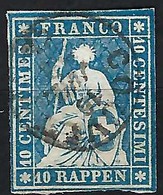 SUISSE Timbres Cantonaux:  TP ''Helvétie Assise ND'' ZNr.23G (p. épais, FDS Vert)  Avec TB Obl. CAD Couvet Du 10 Juil.62 - Gebraucht