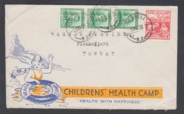 1938. New Zealand. HEALTH 1 D + 3 Ex ½ D Georg VI On Cover To Flekkefjord, Norway Fro... (MICHEL 249+) - JF323573 - Storia Postale